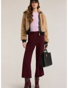 Motivi Pantaloni crop evazati din amestec de lana - Rosu inchis