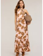 Motivi Rochie lunga cu imprimeu floral - Negru/Caramel/Roz pal