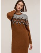 Motivi Rochie-pulover cu model geometric - Gri melange/Caramel