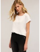 Motivi Tricou cu decolteu rotund si aspect de satin - Alb fildes