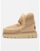 Mou Ghete flatform de piele intoarsa Eskimo - Bej/Roz prafuit