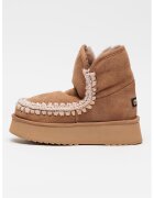 Mou Ghete pull-on flatform din piele intoarsa - Roz prafuit