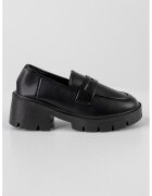 MUSK Pantofi loafer de piele ecologica cu toc masiv - Negru