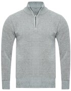 Must Pulover barbati - S8682 - gri deschis - 80% bumbac - guler scurt tip troyer