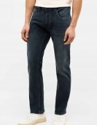 Mustang Blugi Barbati - Michigan - Straight Fit - Talie Medie - Fermoar - Lungi - 5 Buzunare - Bumbac - Elastan - W32-L32 US - Albastru
