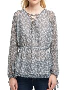 Mustang Bluza cu imprimeu floral - cu talie cambrata - Alb/Negru stins/Albastru