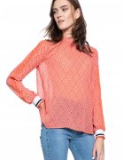 Mustang Bluza Dama - Emily C Sporty - Croi Normal - 100% Bumbac - Fara Inchidere - Maneci Lungi - Marime S - Portocalie