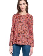 Mustang Bluza Dama - Emma C Leoprint - Croi Normal - 100% Modal - Fara Inchidere - Maneci Lungi - Marime S - Rosu
