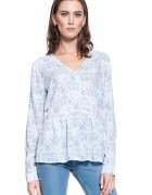 Mustang Bluza Dama - Erika V - Croi Normal - 100% Bumbac - Fara Inchidere - Maneci Lungi - Marime S - Albastru