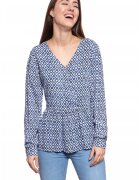Mustang Bluza Dama - Erika V Printed - Croi Normal - Fara Inchidere - Maneci Lungi - 100% Bumbac - Marime S - Albastru