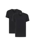 Mustang Set de tricouri cu decolteu in V - 2 piese - Negru