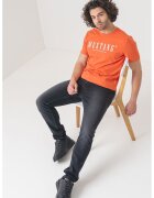 Mustang Tricou cu decolteu la baza gatului si logo - Portocaliu stins