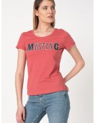 Mustang Tricou cu decolteu rotund si logo - Roz prafuit