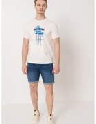 Mustang Tricou cu imprimeu frontal - Albastru/Crem