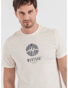 Mustang Tricou cu imprimeu logo Austin - Alb fildes/Negru