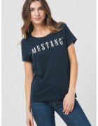 Mustang Tricou cu imprimeu logo si decolteu rotund - Bleumarin