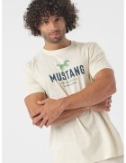 Mustang Tricou cu imprimeu logo - Verde aquamarin/Bej deschis/Bleumarin