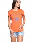 Mustang Tricou Dama - Alexia C - Marime S - Bumbac - Maneca Scurta - Slim Fit - Fara Buzunare - High-Quality - Portocaliu