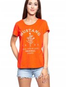 Mustang Tricou Dama - Alina C Print - Marime S - Bumbac - Maneca Scurta - Slim Fit - Fara Buzunare - High-Quality - Portocaliu