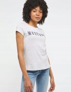 Mustang Tricou Dama - Alina C - Regular Fit - Cu Logo - Design Simplu - Fara Buzunare - Decolteu Rotund - 100% Bumbac - Marime XS - Gri Deschis