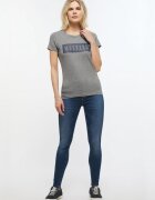 Mustang Tricou Dama - Model Alina C Logo Tee - Croiala Clasica Regular Fit - 100% Bumbac - Moale Si Comod - Cu Imprimeu Logo - Bun Pentru Fiecare Zi Si Tinute Casual - Marimea S - Gri