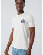 Mustang Tricou din bumbac cu decolteu la baza gatului - Alb/Crem/Bleumarin