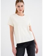 Mustang Tricou din bumbac cu decolteu la baza gatului Pain - Alb fildes