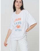 Mustang Tricou lejer cu design text Welby - Alb/Portocaliu