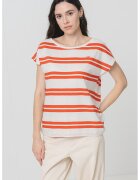 Mustang Tricou lejer din bumbac Lesley - Portocaliu inchis/Alb murdar