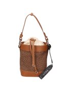 My-Best Bag Geanta bucket cu detalii de piele - Maro inchis
