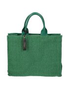 My-Best Bag Geanta de piele si material textil cu maner - Verde