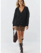 MyFashion Cardigan supradimensionat - cu nasturi - decolteu in V - negru - tricot - One Size