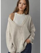 MyFashion Pulover dama - cardigan supradimensionat - decolteu in V - bej - tricot - One Size