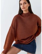 MyFashion Pulover dama - supradimensionat - jumatate de guler - maro nuc - tricot - One Size