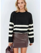 MyFashion Pulover dama - tricotat - cu dungi - negru - tricot - One Size