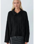 MyFashion Pulover tricotat - detaliu guler - negru - tricot - One Size