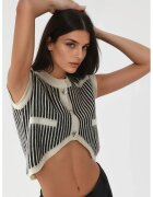 MyFashion Pulover tricotat - top scurt cu nervuri - alb - tricot - One Size