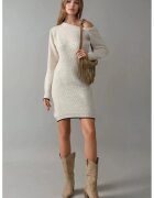 MyFashion Rochie tricotata - guler asimetric - crem -