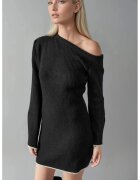 MyFashion Rochie tricotata - guler asimetric - negru - tricot -