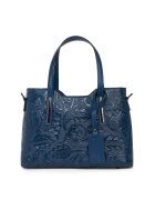 myOwn Geanta din piele naturala cu model floral Samantha - Bleumarin