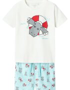 NAME IT Set tricou si pantaloni scurti baieti 13241038 - Bumbac organic - Alb/Albastru deschis - Alb/Albastru deschis