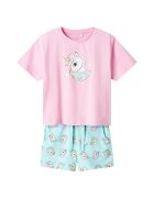 NAME IT Set tricou si pantaloni scurti fete 13239682 - Bumbac organic - Albastru deschis - Albastru deschis