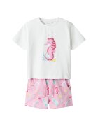 NAME IT Set tricou si pantaloni scurti fete 13239682 - Bumbac organic - Roz - Roz