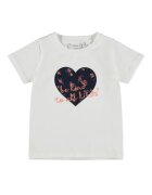 NAME IT Tricou copii - imprimeu cu inima - crem - 95% bumbac - 5% elastan