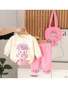 Nannie Compleu Fetite Bluza Crem si Pantaloni Roz Poppy