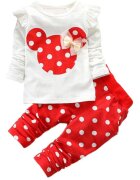 Nannie Costum Fetite Pantaloni cu Buline Rosu -