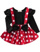 Nannie Set Fetite Rosu Cu Buline Maneca Lunga - Rosu