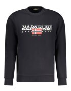 Napapijri Bluza barbati cu imprimeu cu logo si decolteu la baza gatului - - Negru