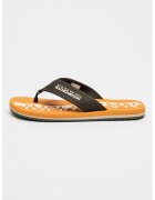 Napapijri Papuci flip-flop din panza cu imprimeu logo - Portocaliu deschis/Verde englez