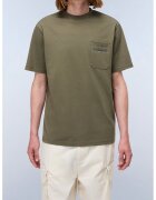 Napapijri Tricou cu buzunar pe piept si decolteu la baza gatului - Maro taupe/Kaki